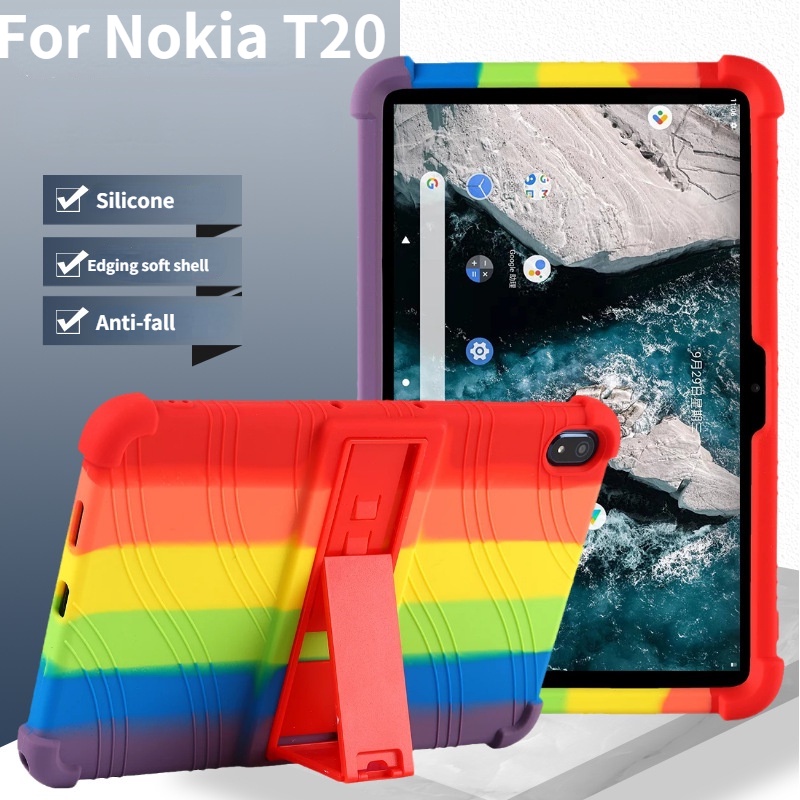 Ốp máy tính bảng bằng silicon bảo vệ toàn diện chống rơi có giá đỡ dành cho Nokia T20 10.4inch 2021
