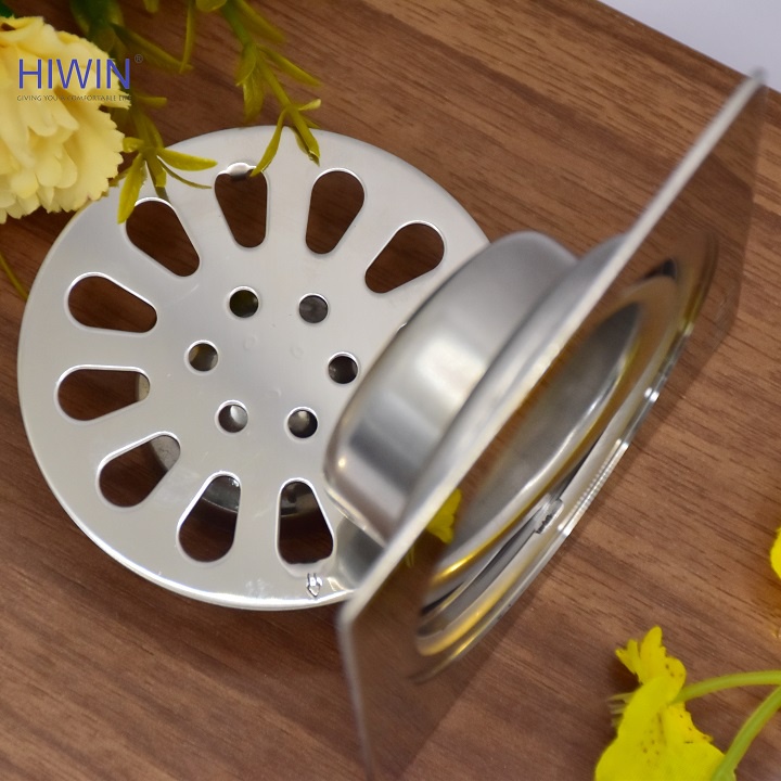 Phễu ga thoát sàn chống mùi hôi inox 304 kích thước 100x100mm HIWIN FD-1200