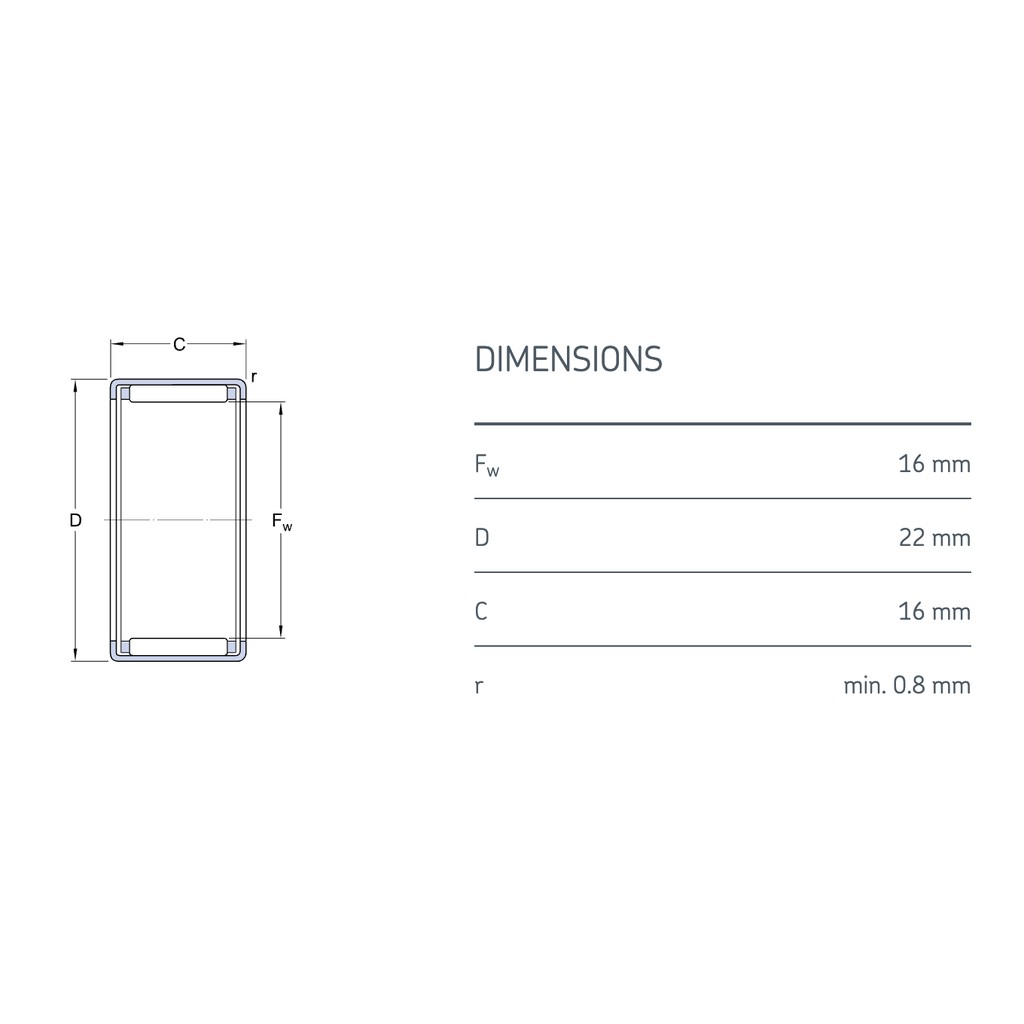 SKF HK 1616 Vòng bi bạc đạn Kim chính hãng