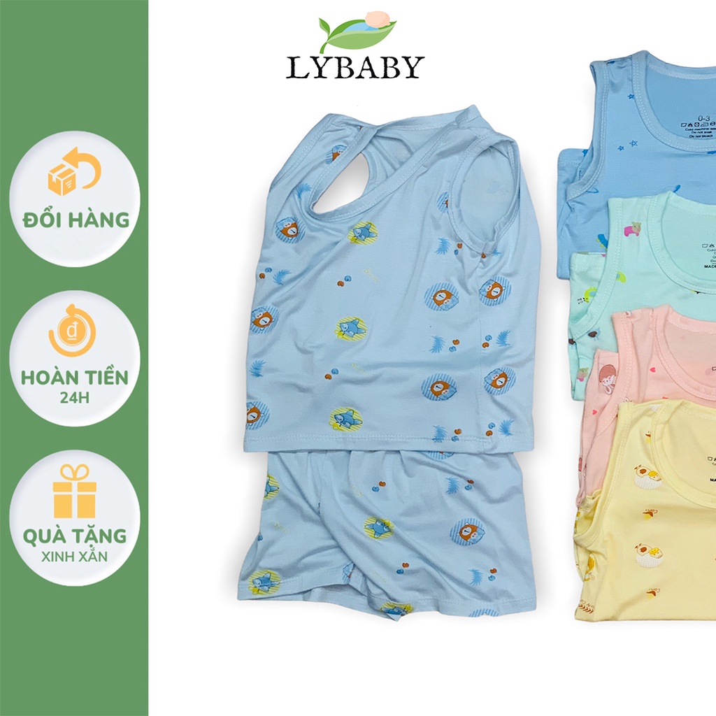 Bộ ba lỗ cho bé trai bé gái LYBABY chất thun lạnh in hình họa tiết BBL06