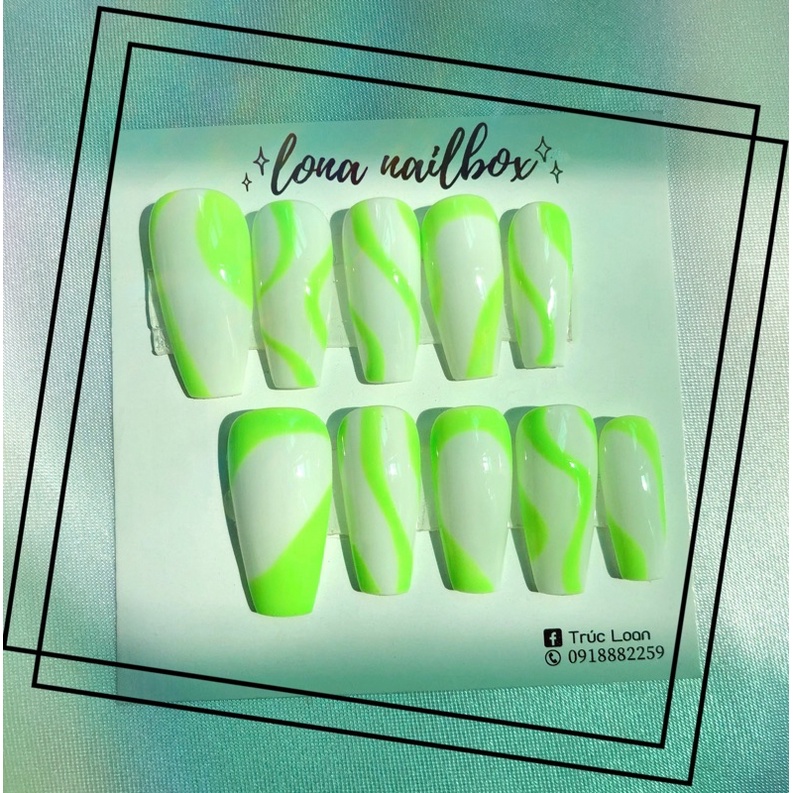 Móng úp thiết kế viền màu neon