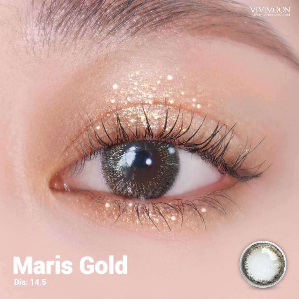 Kính áp tròng VIVIMON Maris Gold nâu rêu 14.2mm