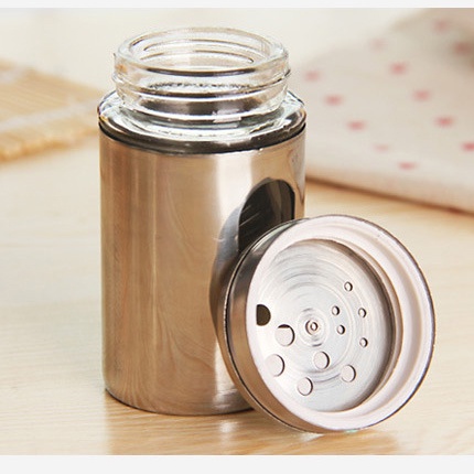 Lọ Đựng Tiêu , Đựng Tăm, Gia Vị Thủy Tinh Vỏ Inox 304
