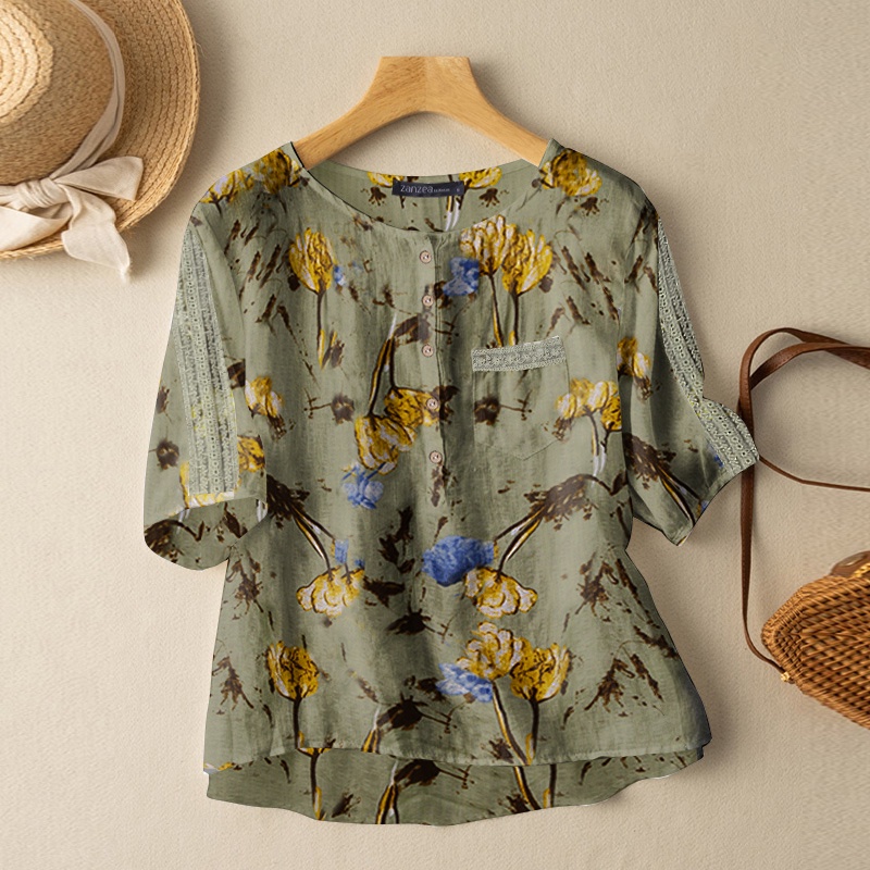 Zanzea Áo Sơ Mi Tay Ngắn Màu Trơn Thời Trang Cho Nữ