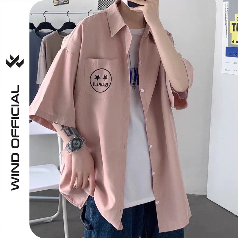 Áo sơ mi tay lỡ WIND unisex form rộng Mặt Sao nam nữ oversized kaki ulzzang | BigBuy360 - bigbuy360.vn