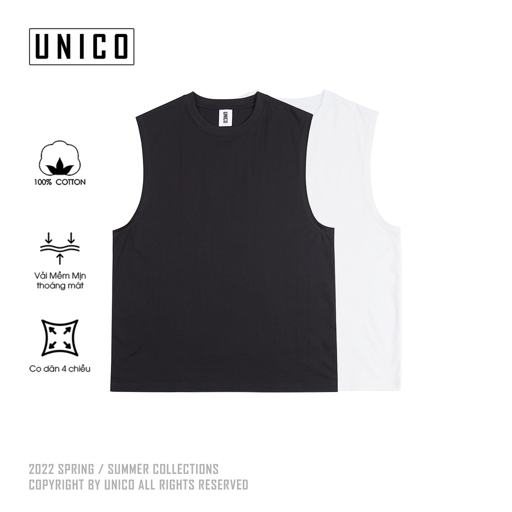 Áo ba lỗ nam UNICO Basic oversize áo phông trơn vải cotton