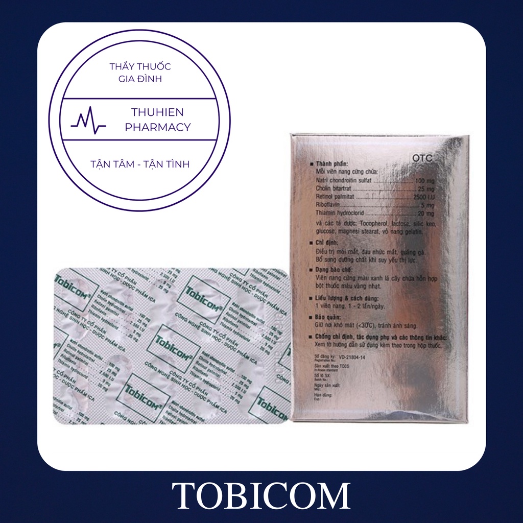 TOBICOM - Viên uống sáng mắt, giảm mỏi mắt, khô mắt, giúp tăng cường thị lực