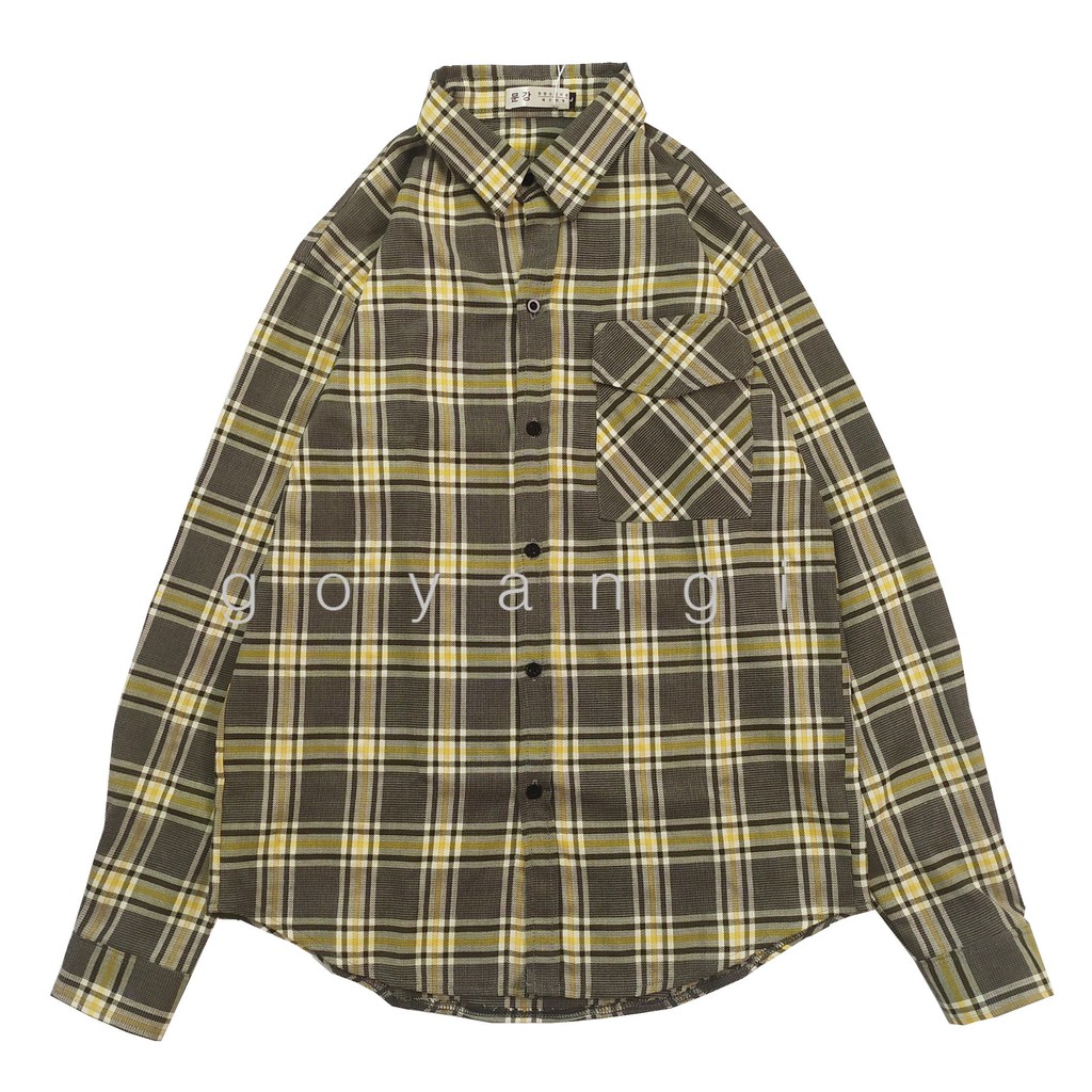 Áo sơ mi Flannel nam dáng rộng phong cách Hàn Quốc