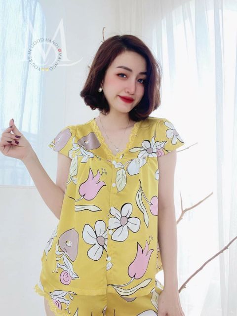 Bộ sọt lụa satin cổ V phối ren dưới 58kg | BigBuy360 - bigbuy360.vn