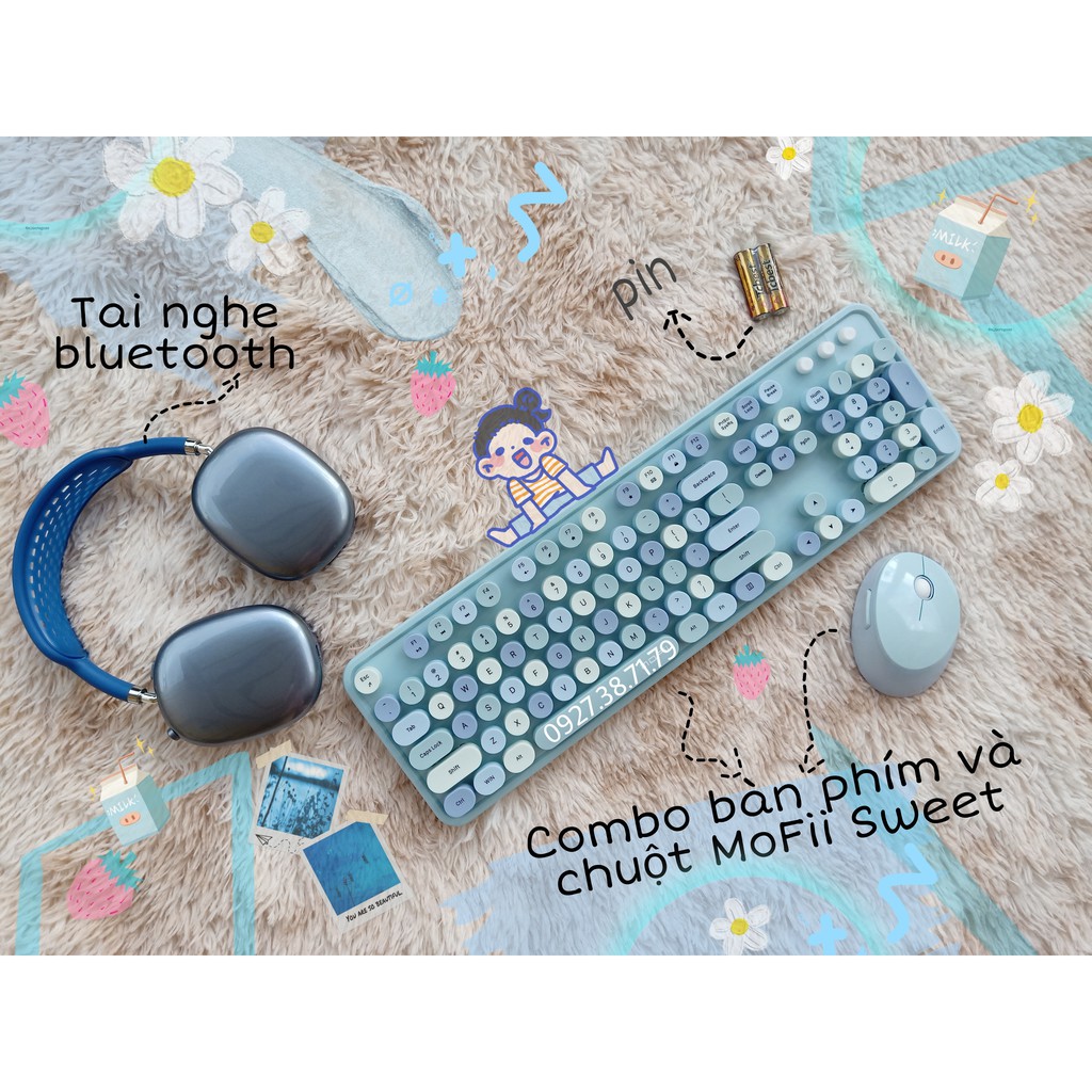 MoFii Sweet - Bộ bàn phím giả cơ và chuột không dây - MoFii N720 - Dùg cho Máy tính bàn, Laptop, Tivi, Điện thoại, iPad