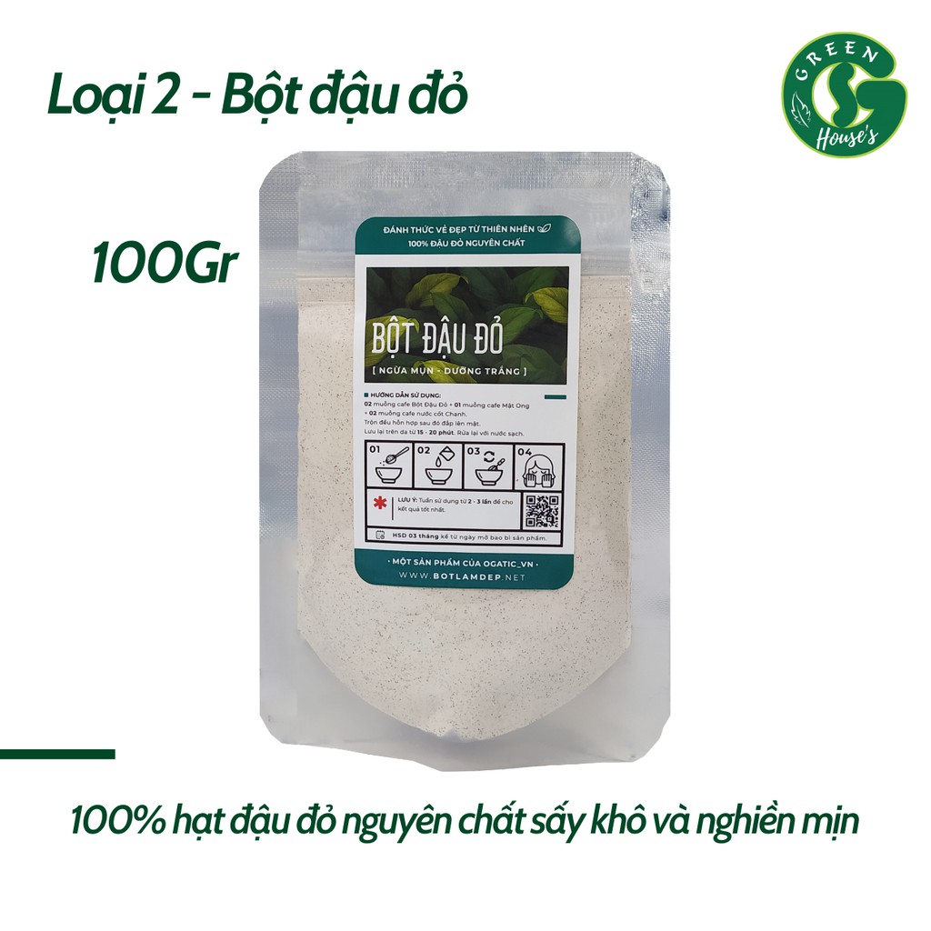 Bột đậu đỏ nguyên chất sạch mịn 100% Organic 100Gr - Bột handmade - B1.003