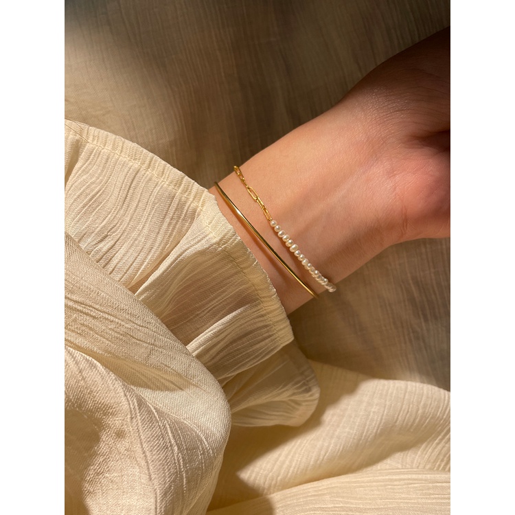 [Hàng Mới Về] Vòng Tay Chuỗi Hạt Ngọc Trai Thiết Kế Mảnh Thanh Lịch Cho Nữ