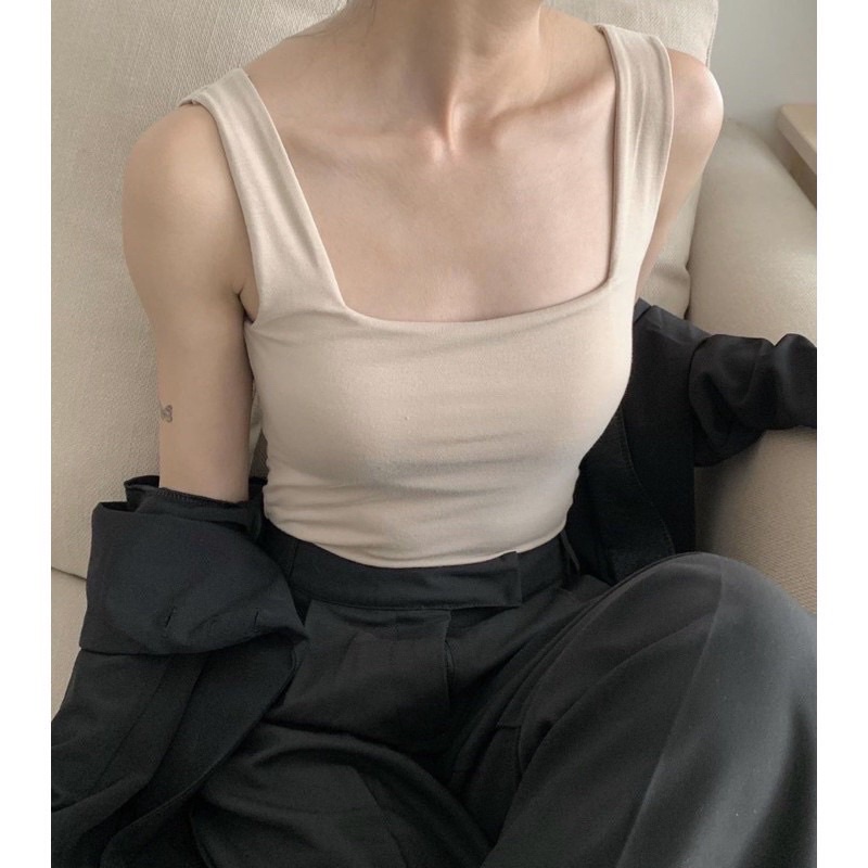 Áo Croptop Hai Dây Bản To Có Mút Ngực Siêu Co Dãn