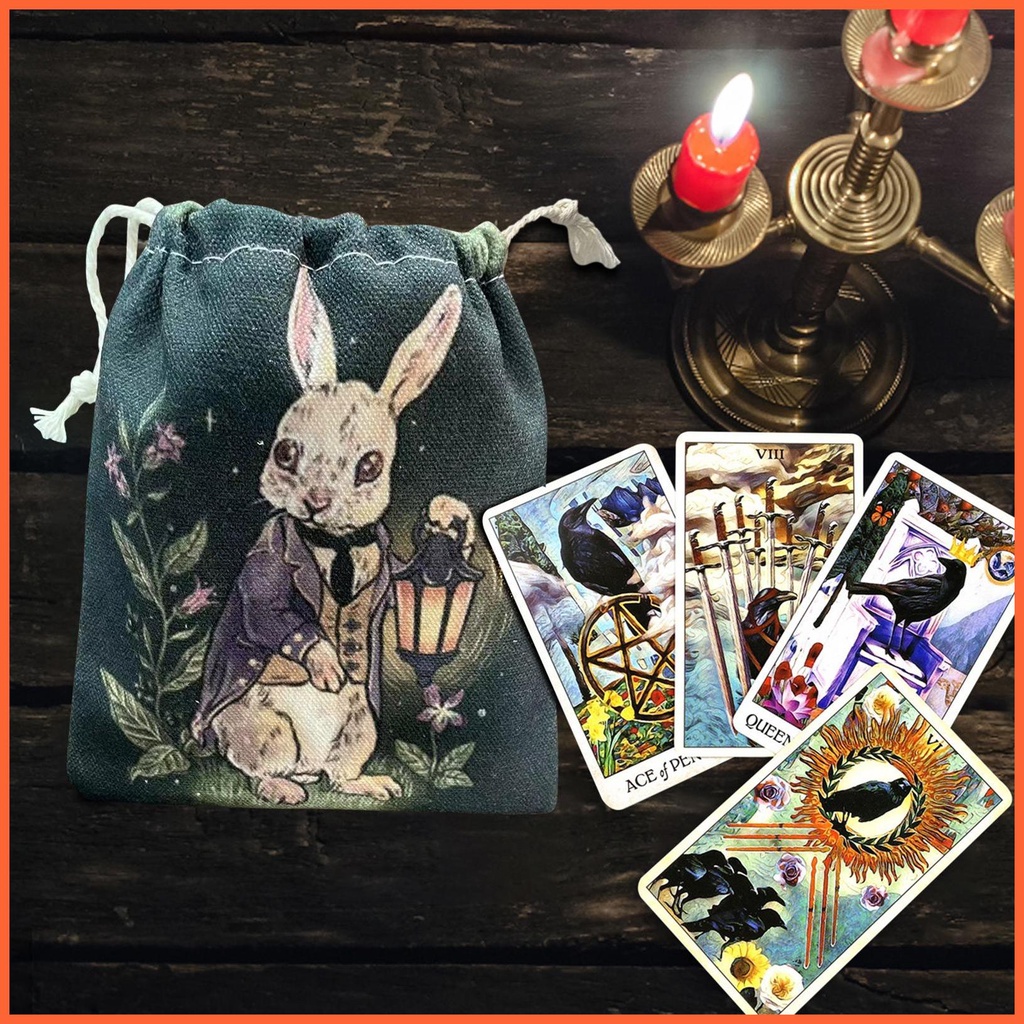 Túi Đựng Bài Tarot 5.12x7.09in In Họa Tiết Thỏ Ma Trang Sức Tiện Dụng