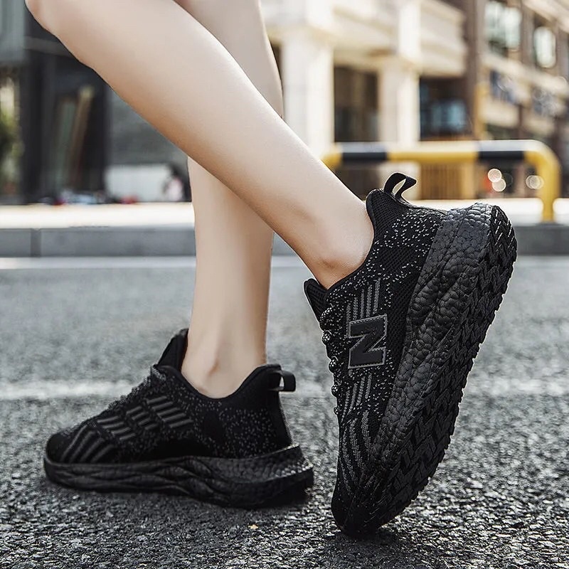 Giày sneaker nam nữ, siêu nhẹ siêu êm màu đen, trắng, cam HNB256