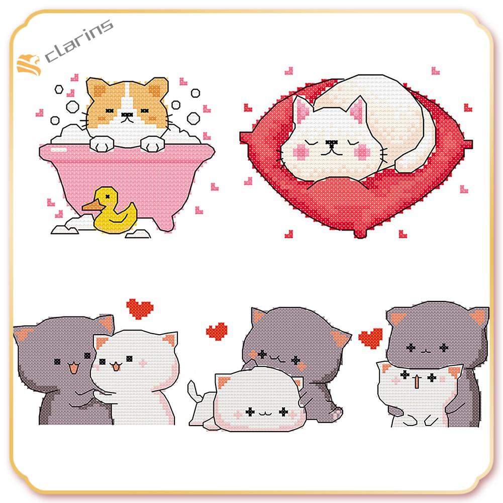 Tranh Thêu Chữ Thập 11ct Tự Làm 25x20cm Hình Chó Mèo