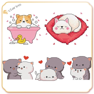 Tranh Thêu Chữ Thập 11ct Tự Làm 25x20cm Hình Chó Mèo