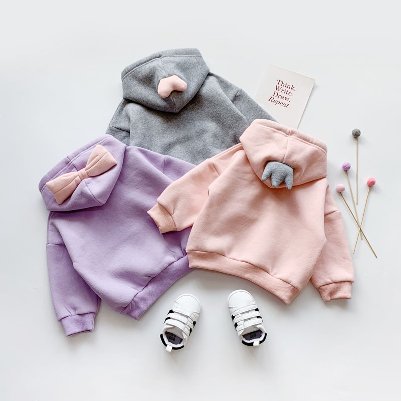 Áo sweater hoodie giữ ấm thời trang thu đông Hàn Quốc 2020 đáng yêu cho bé gái