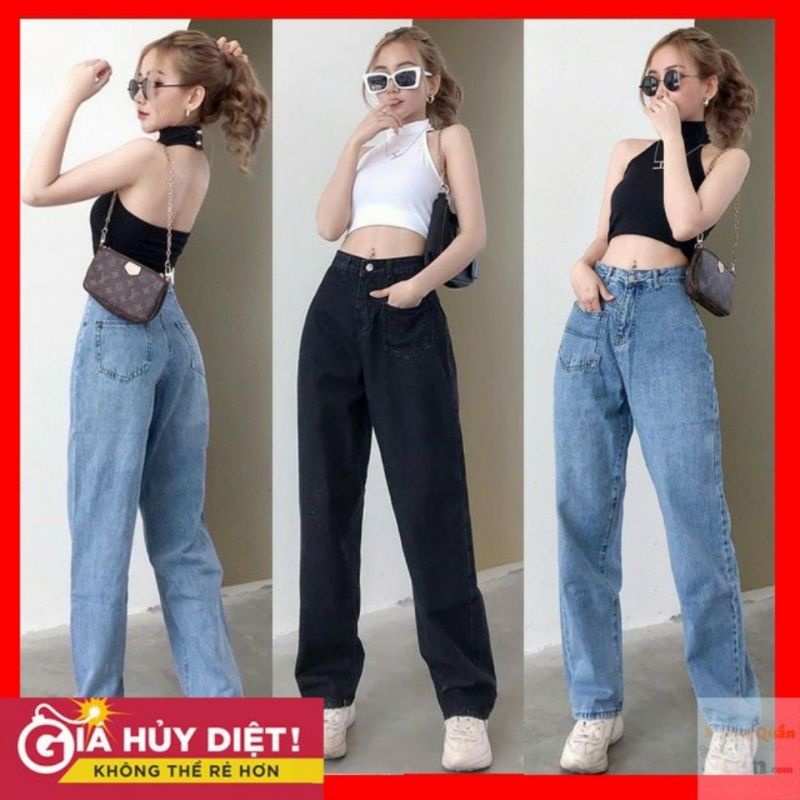 Quần Jean Nữ ⚡Dáng Suông ⚡ Cạp Cao Thời Trang Chất Đẹp