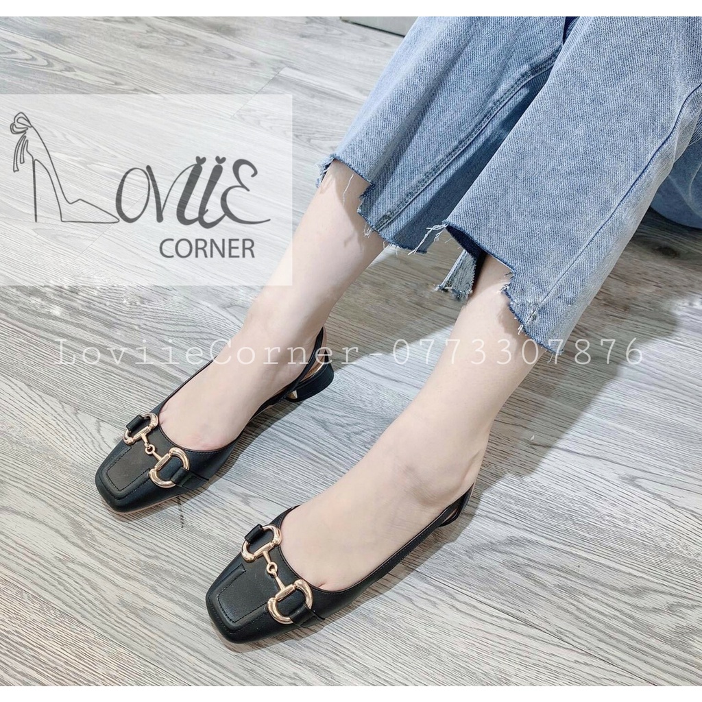 SỤC NỮ THỜI TRANG LOVIIE CORNER - GIÀY BỆT MŨI VUÔNG 3CM -GIÀY BÚP BÊ XÍCH VÀNG G211121 B211203