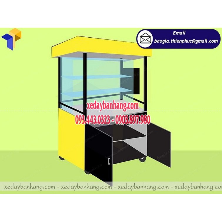 Xe đẩy bán trà sữa nhà làm bằng inox chất lượng cao - xedaybanhang.com