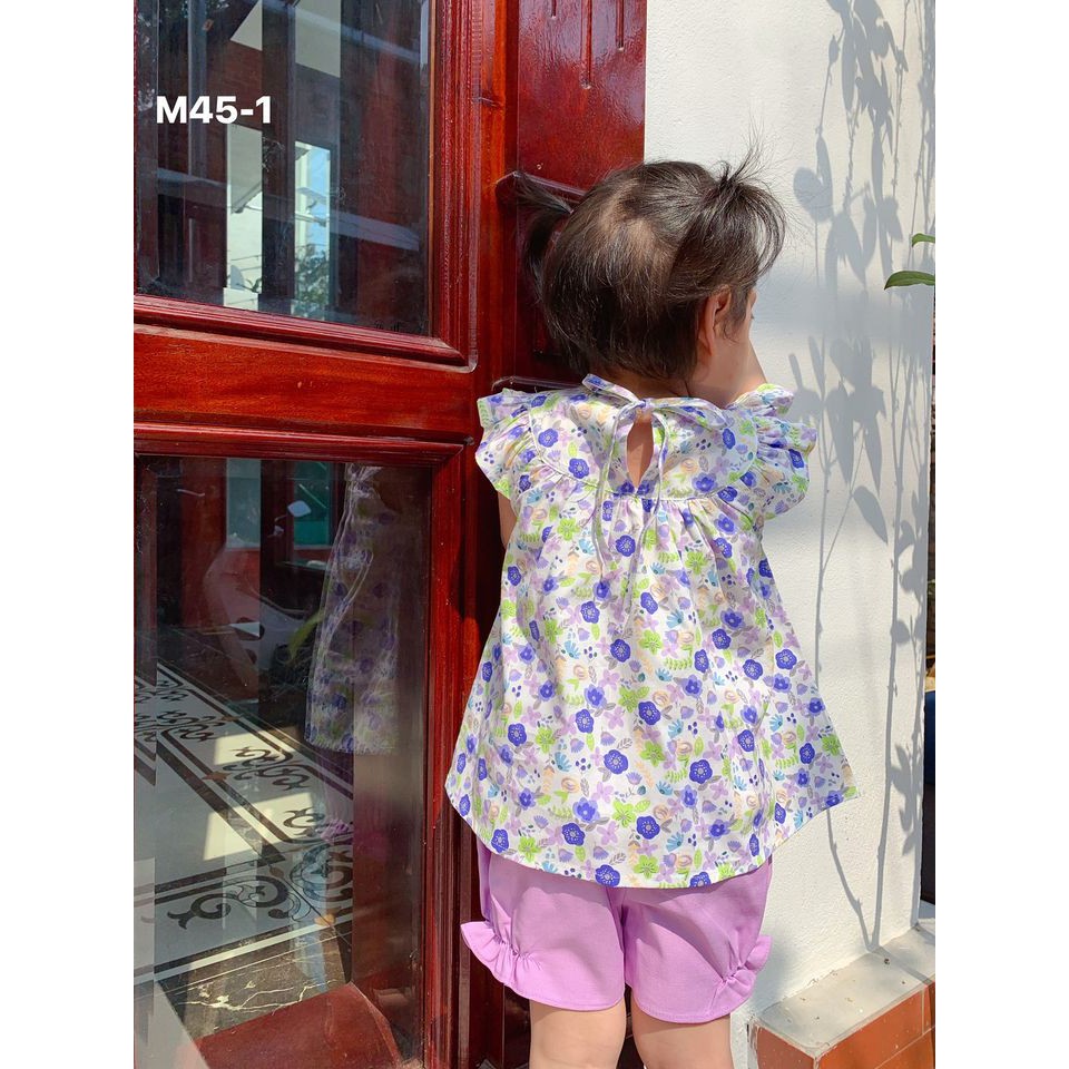 Bộ Sofia tiểu thư hoa quần TÍM