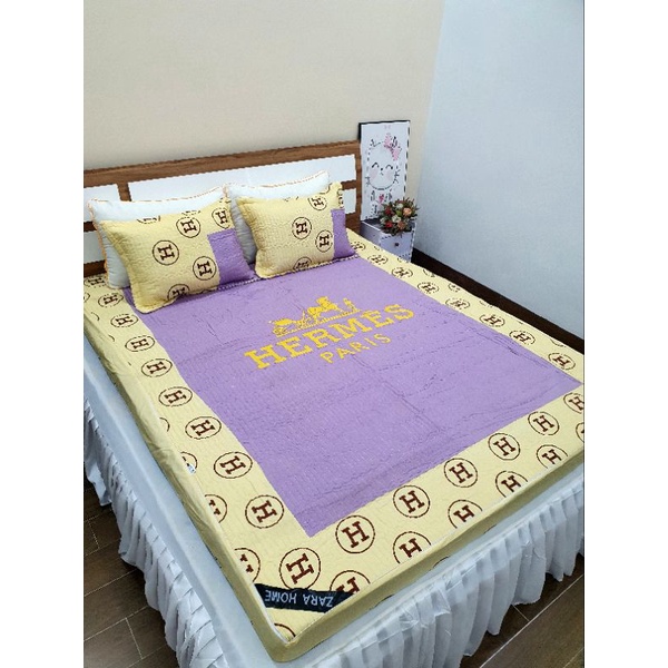 Bộ ga gối trần bông bo chun HOT NEW 2022 ga trần bông 3 lớp dày dặn, được chọn mẫu