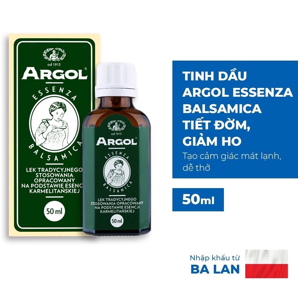 Tinh Dầu cải thiện viêm xoang Argol Essenza Balsamica Lọ 50ml - Giảm Tiết Đờm Giảm Ho Giảm Viêm Họng