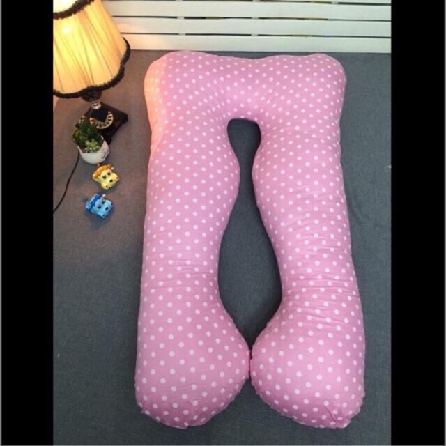 Gối ôm bà bầu hình chữ u, có vải cotton và nỉ nhung