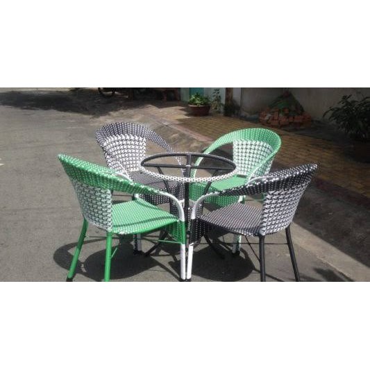 BỘ BÀN GHẾ TAY VẶN MÂY NHỰA( 1 ghế 1 bàn )