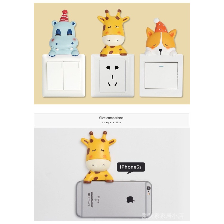 Miếng Dán Trang Trí Công Tắc Tường Bằng Nhựa Họa Tiết Hoạt Hình Đáng Yêu