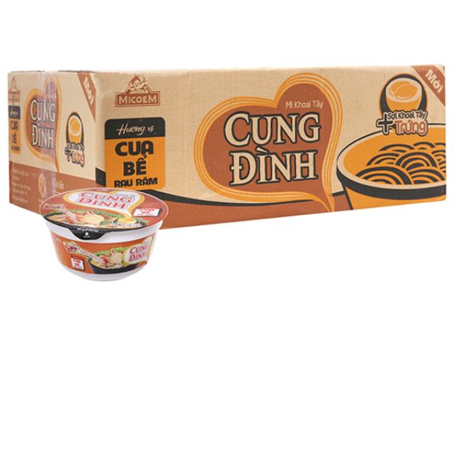 Thùng mì khoai tây Cung Đình cua bể rau răm tô 80g (12 tô)