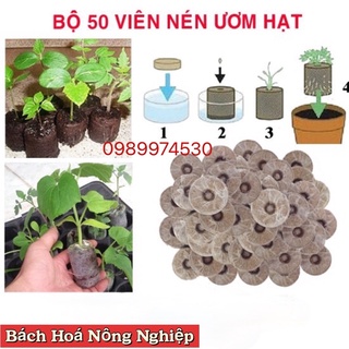 50 viên nén xơ dừa ươm hạt giống, ươm cây, tạo điều kiện cho cây nảy mầm