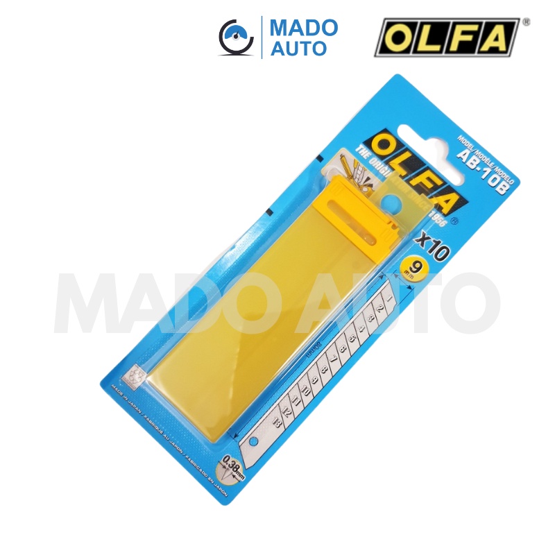 Hộp 10 lưỡi dao kiêm hộp bẻ lưỡi dọc giấy OLFA AB-10B MADO AUTO