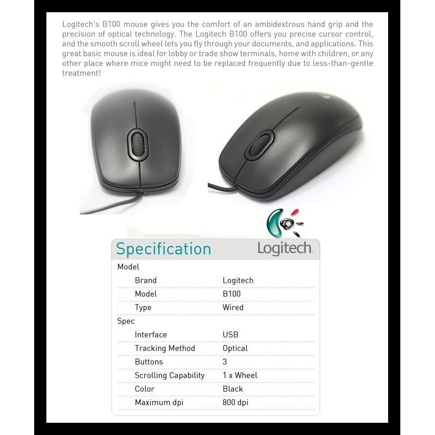 Chuột Máy Tính Logitech B100 Usb 263 | BigBuy360 - bigbuy360.vn
