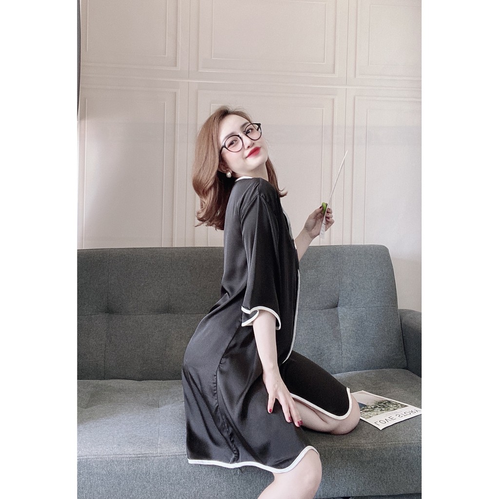 Váy ngủ nữ, kiểu dáng rộng có kèm quần, phom dáng thoải mái, chất mụa mịn mát, phom dưới 55kg | BigBuy360 - bigbuy360.vn