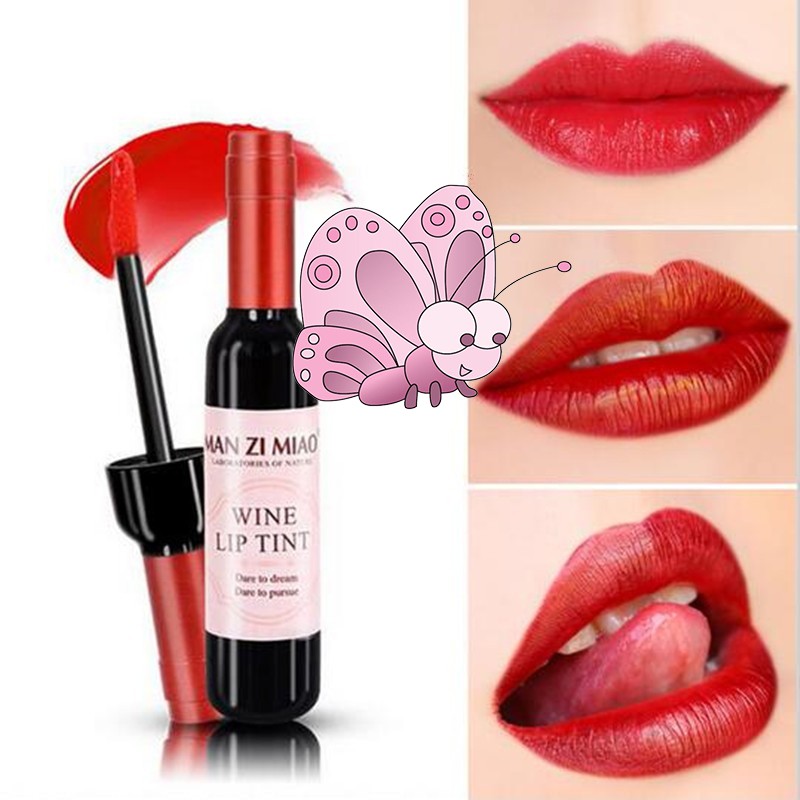 Son môi cấp ẩm hình chai rượu vang 6 màu tùy chọn MAN ZI MIAO tiện dụng