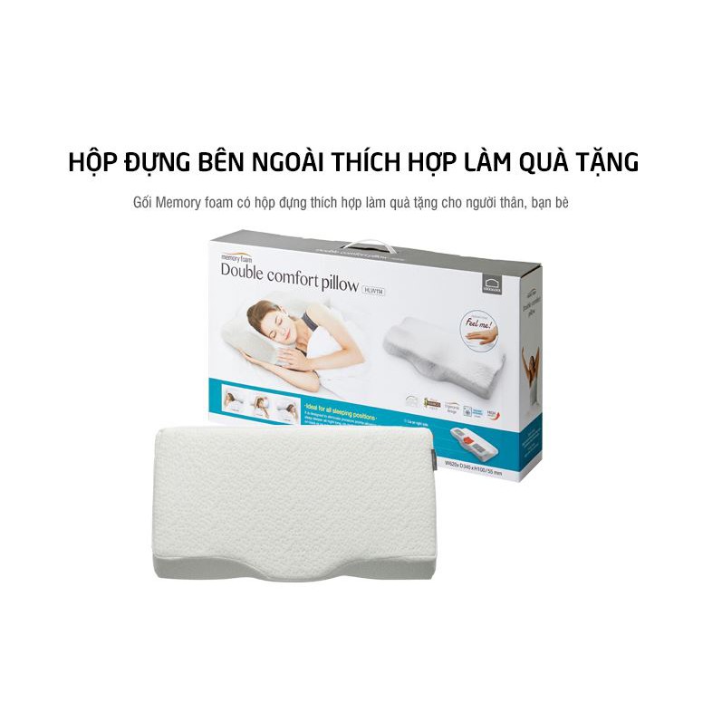 [Chính hãng] Gối Memory foam 50D Lock&amp;Lock HLW114 (Màu trắng)