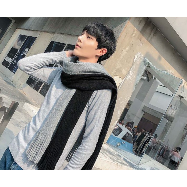 Khăn len quàng cổ nam (dài 2m rộng 48 cm) phong cách hàn quốc Hot thu đông 2018