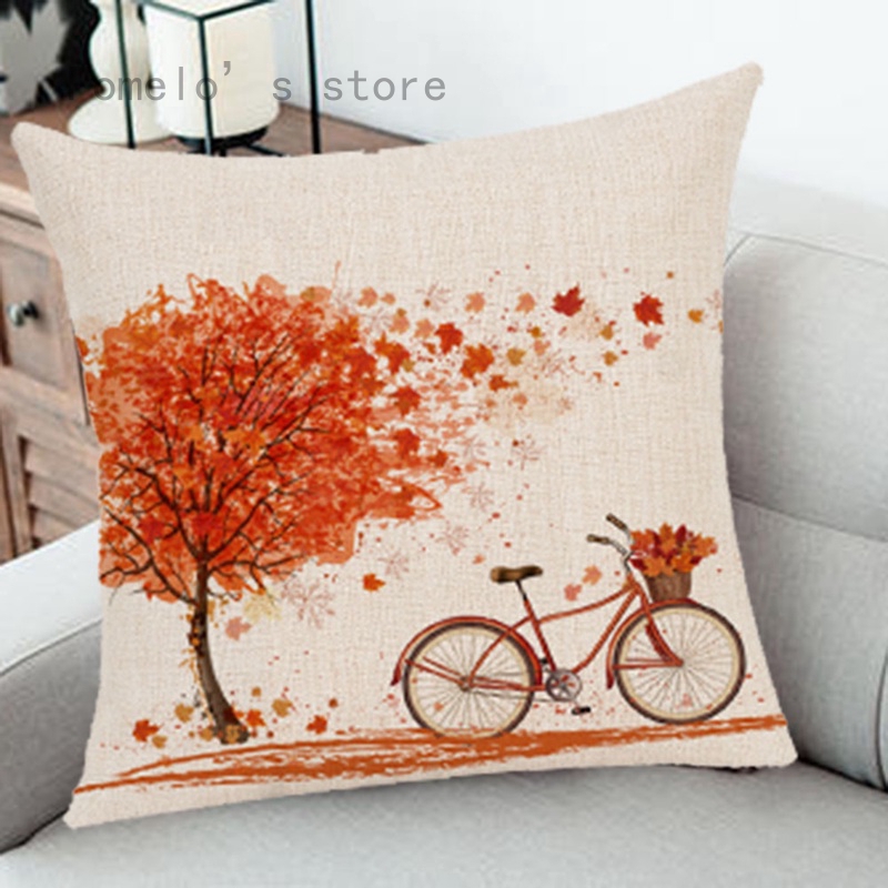 Vỏ gối họa tiết xinh xắn trang trí ghế sofa phong cách mùa thu