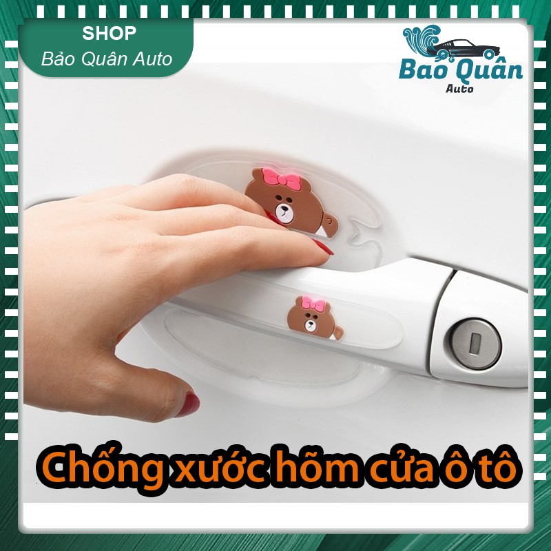 Bộ 8 miếng Silicon dán chống trầy xước hõm cửa xe hơi ô tô