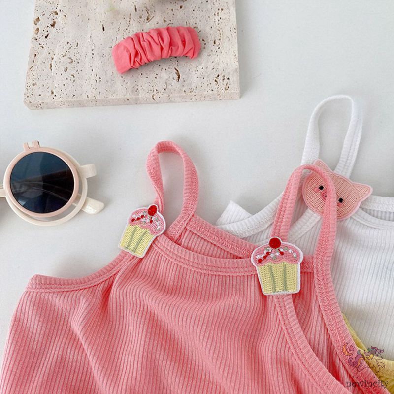 Áo Sát Nách Kiểu Hoạt Hình Xinh Xắn Phong Cách Hàn Quốc Cho Bé Gái