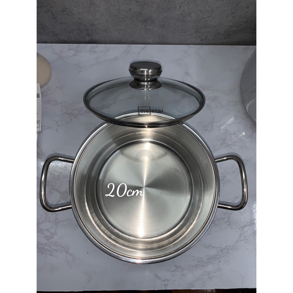 (Mã CHUT002 giảm 8%) Bộ 3 nồi inox 3 đáy nắp kính Fivestar FSB3IN004 - Hàng Chính Hãng