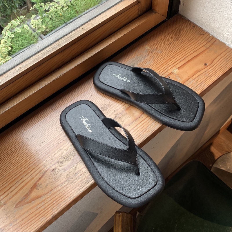 Dép xỏ ngón đế bằng mũi vuông thời trang kèm video thật