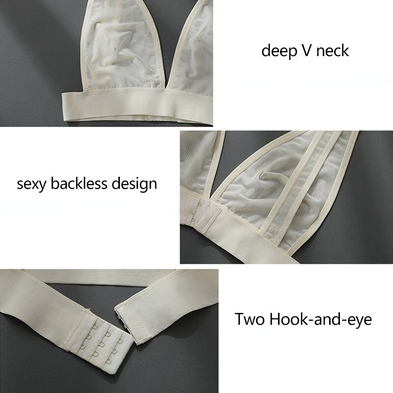 Set đồ lót FINETOO phối lưới cổ chữ V khoét sâu gợi cảm cho nữ