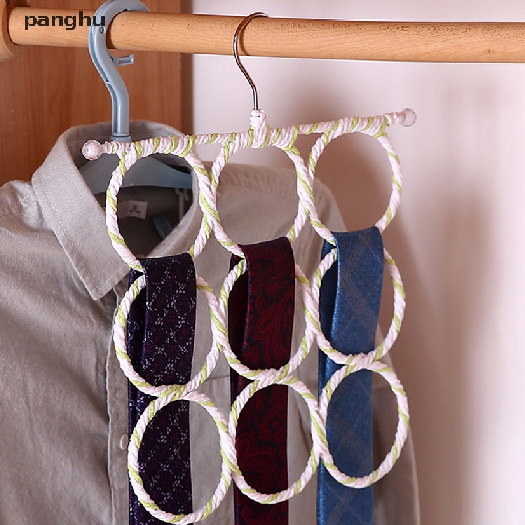 [panghu] Móc Treo Khăn Quàng Cổ / Thắt Lưng Bằng Lụa Hình Tròn Màu Đan Mây Có Thể Gập Lại [V