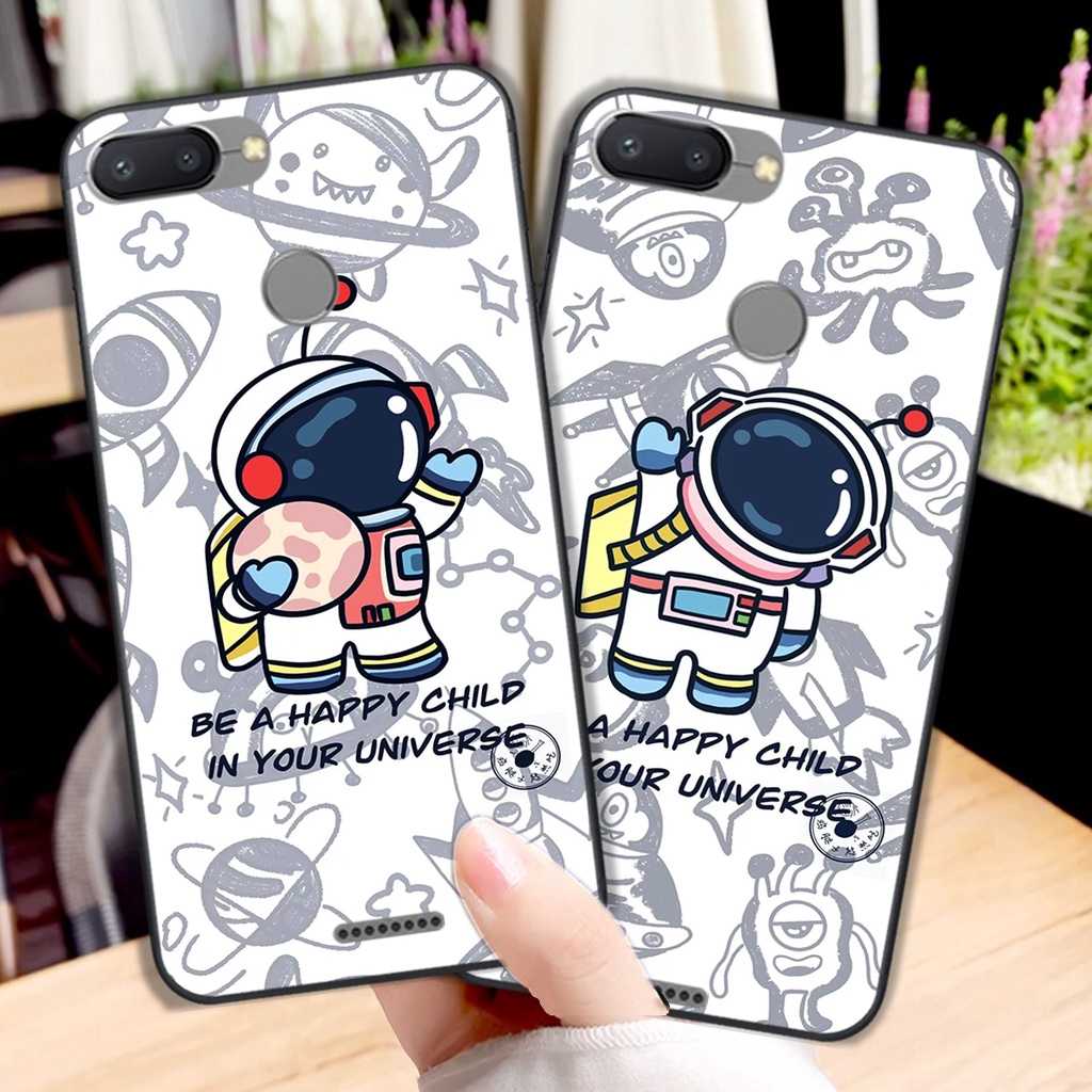 Ốp lưng Xiaomi Redmi 6 - Redmi 6a mẫu phi hành gia vũ trụ cute đáng yêu cho bạn chọn