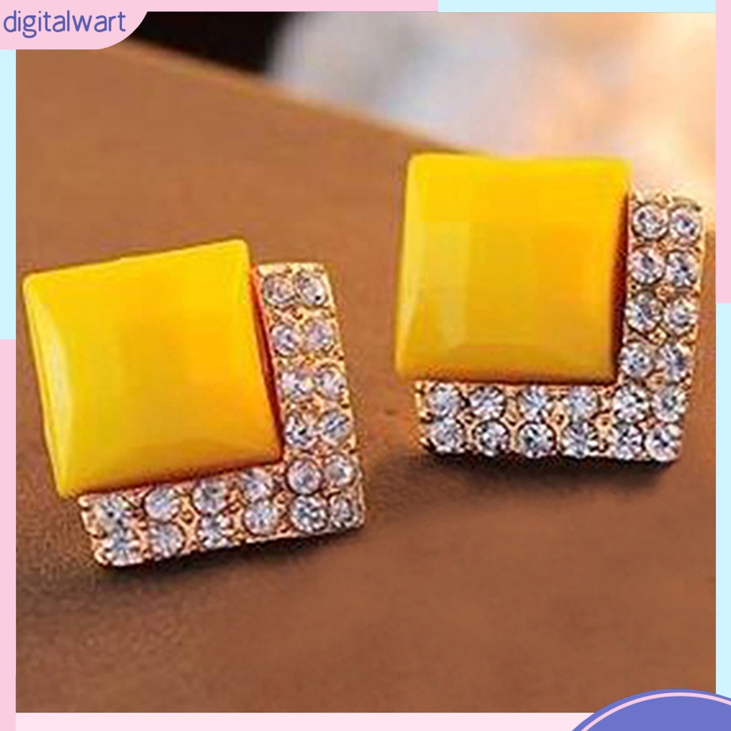 Dg✌❤ 1 Đôi Bông Tai Hình Vuông Lấp Lánh Duyên Dáng Dành Cho Nam Và Nữ