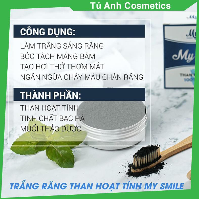 [SP CHÍNH HÃNG] - Trắng răng than hoạt tính My Smile 70gr, bột đánh răng làm trắng răng từ than hoạt tính .