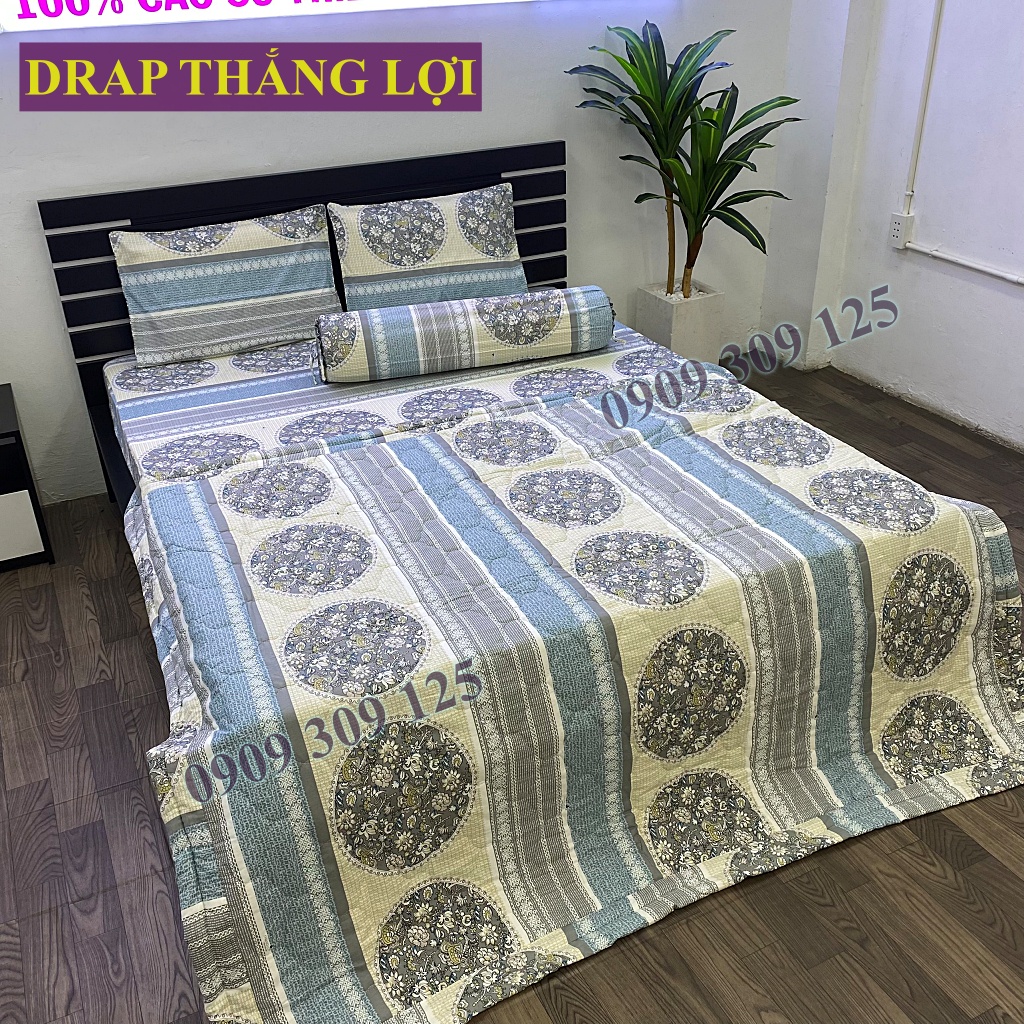 Drap Thắng Lợi, ga giường cao cấp cotton 100% in logo mẫu HOÀNG GIA